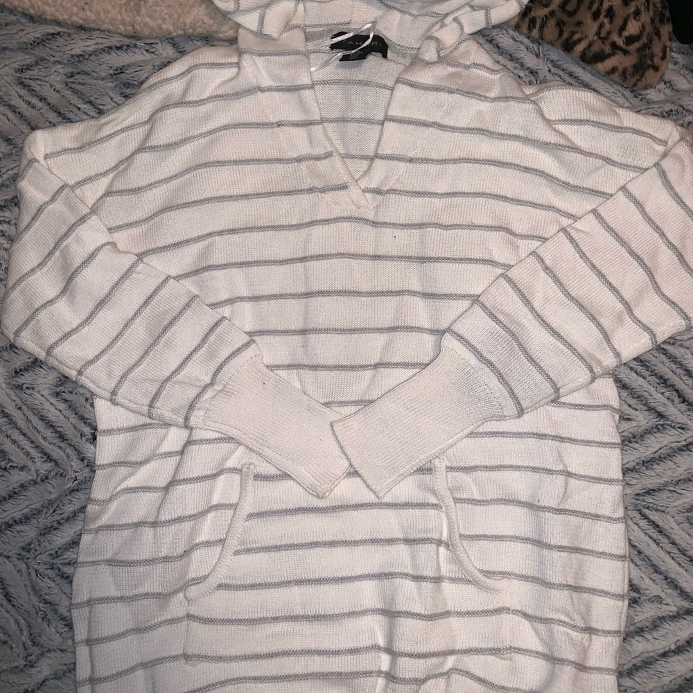 white and grey sweater (with hood)